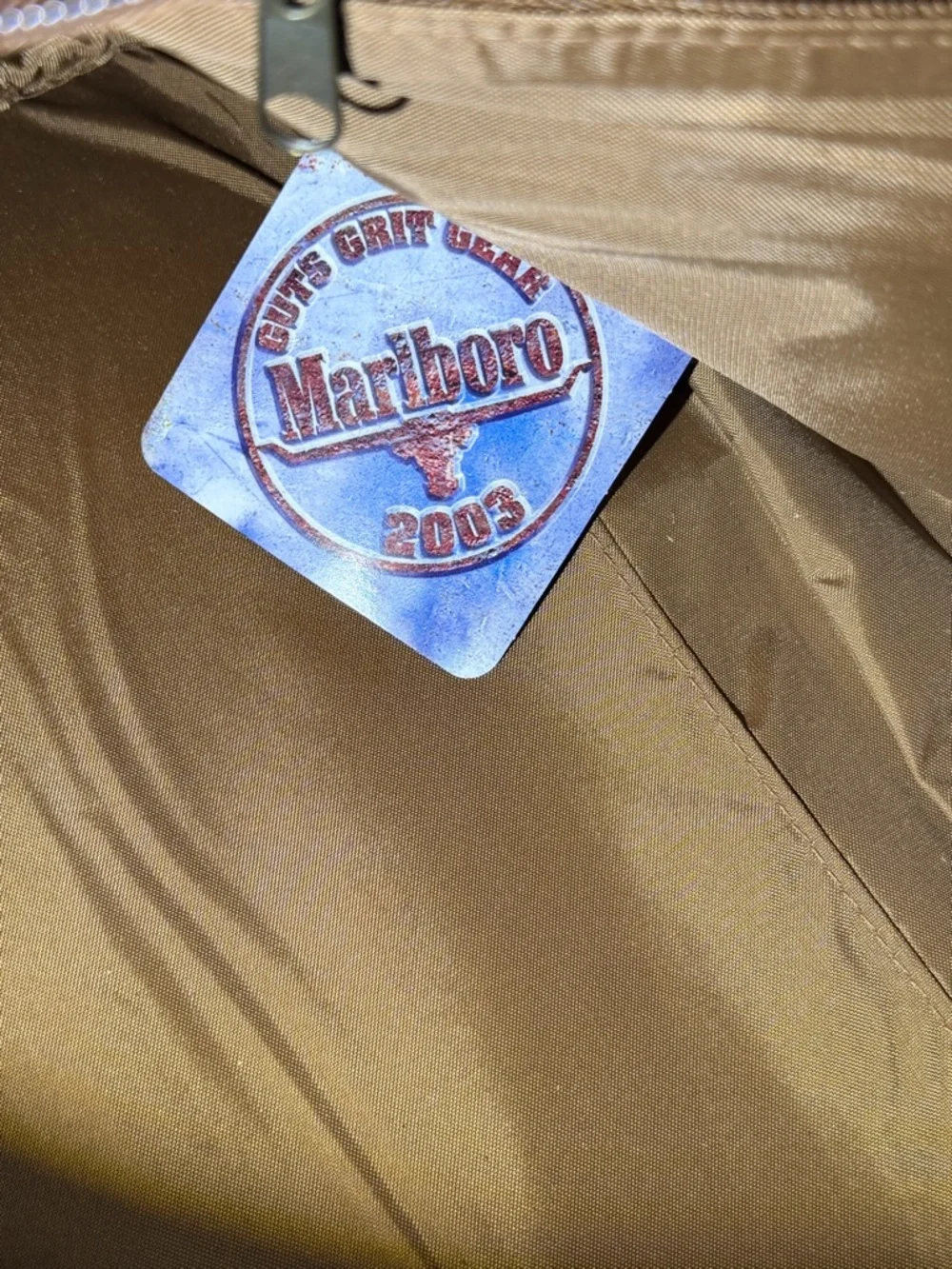 2003 Marlboro Grit Gear Suede Duffel Bag in Chestnut and Dark Brown